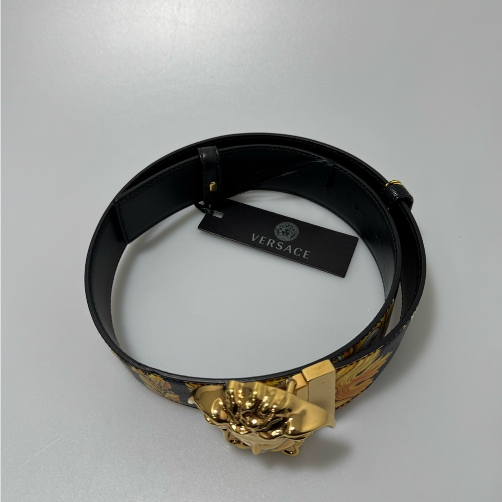 Versace Medusa Buckle Gold Belt Multi Black Gold Women’s Size 75cm/30in - Picture 2 of 6